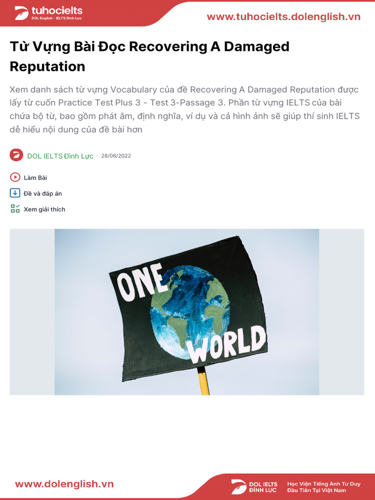 IELTS Reading: Reputation Recovery Guide | PDF | Language Arts & Discipline