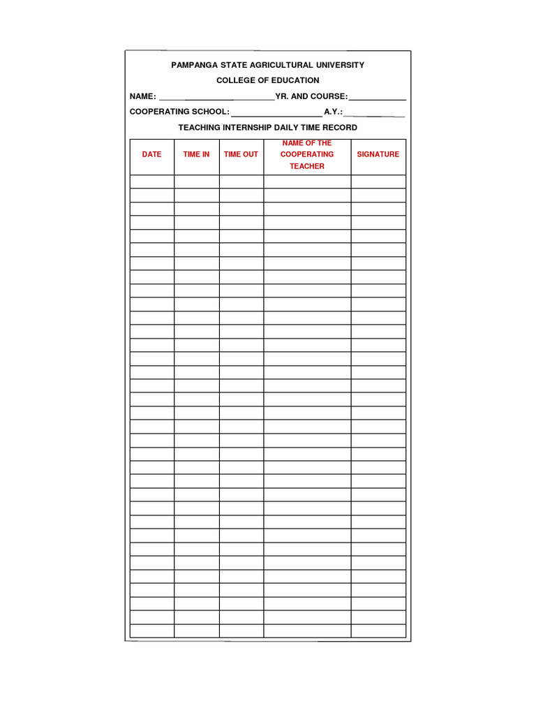 Dtr template pdf
