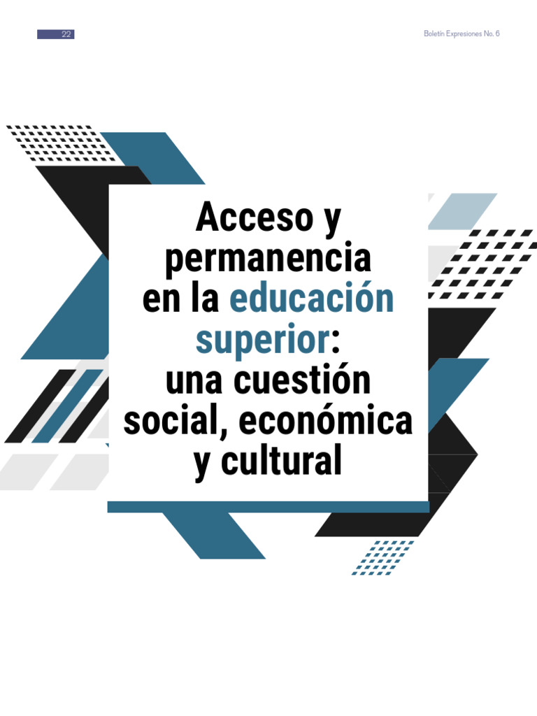 Acceso y Permanencia en La Educación Superior Una Cuestión Social ...