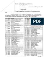 Written Part Result Press Note CE-2023