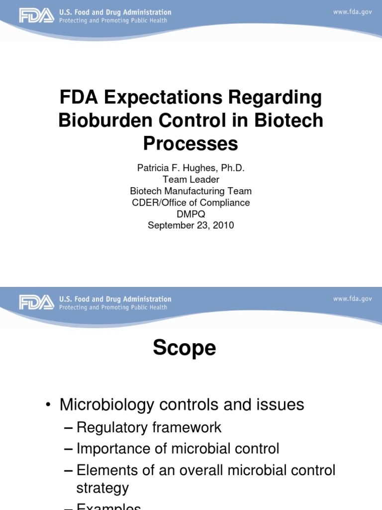 Bioburden FDA Hughes, Patricia Food And Drug Administration