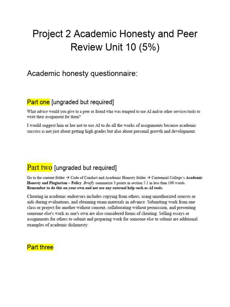 Academic Honesty & Peer Review Guide | PDF | Academic Dishonesty ...