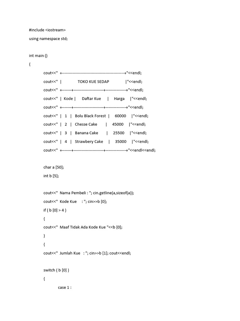Tugas 1 C++ | PDF | Computer Programming | C++