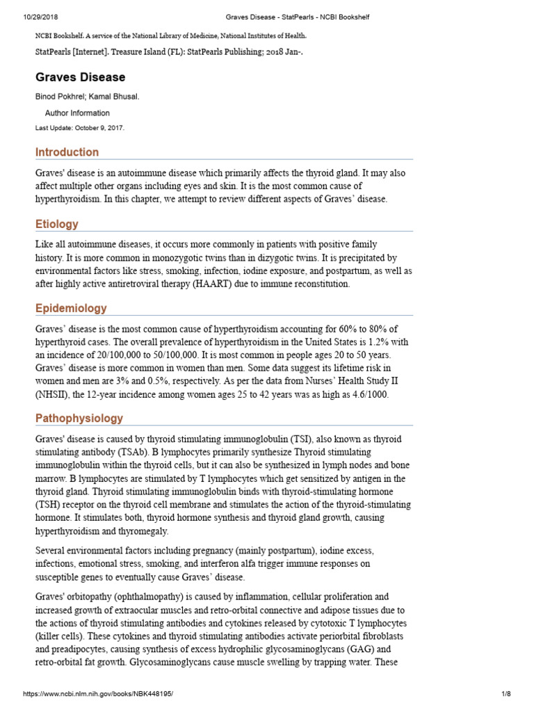 Graves Disease StatPearls NCBI Bookshelf PDF Hyperthyroidism