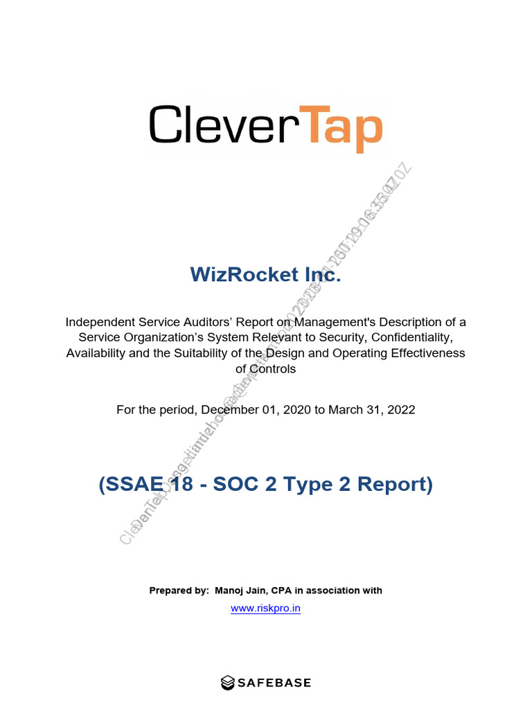 CleverTap SOC 2 Type 2 Report Summary | PDF | Computer Security | Security