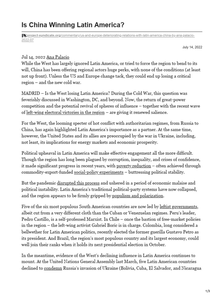 Is China Winning Latin America | PDF | Latin America | The United States