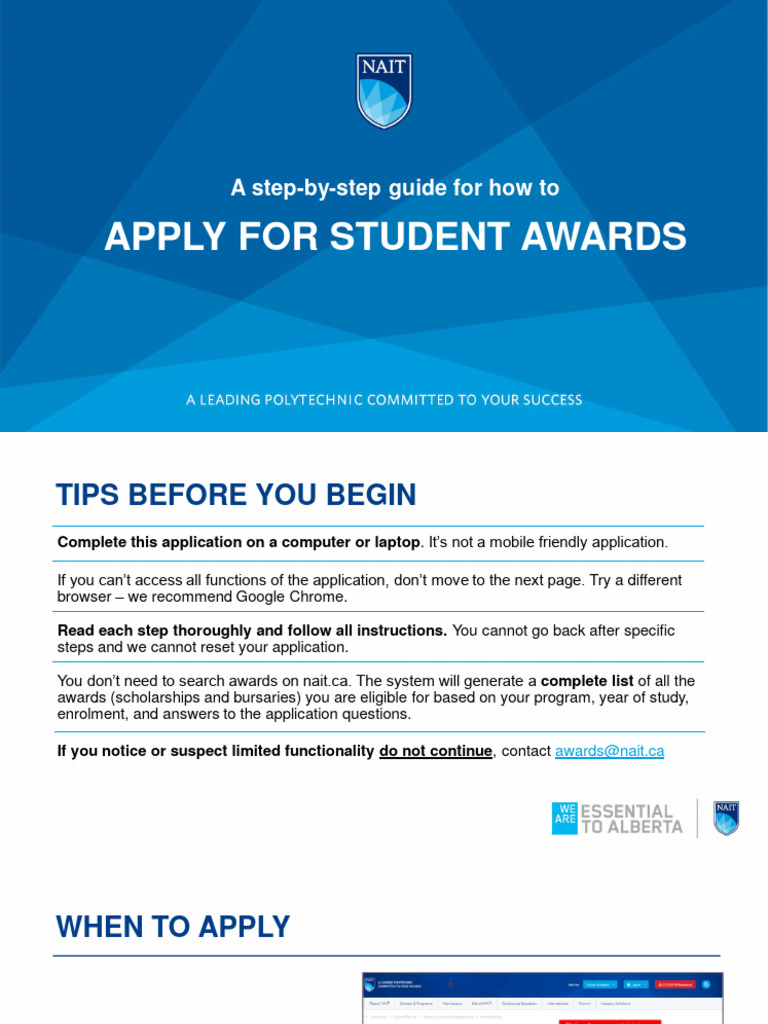 NAIT Student Awards Application Guide | PDF | Career & Growth | Business