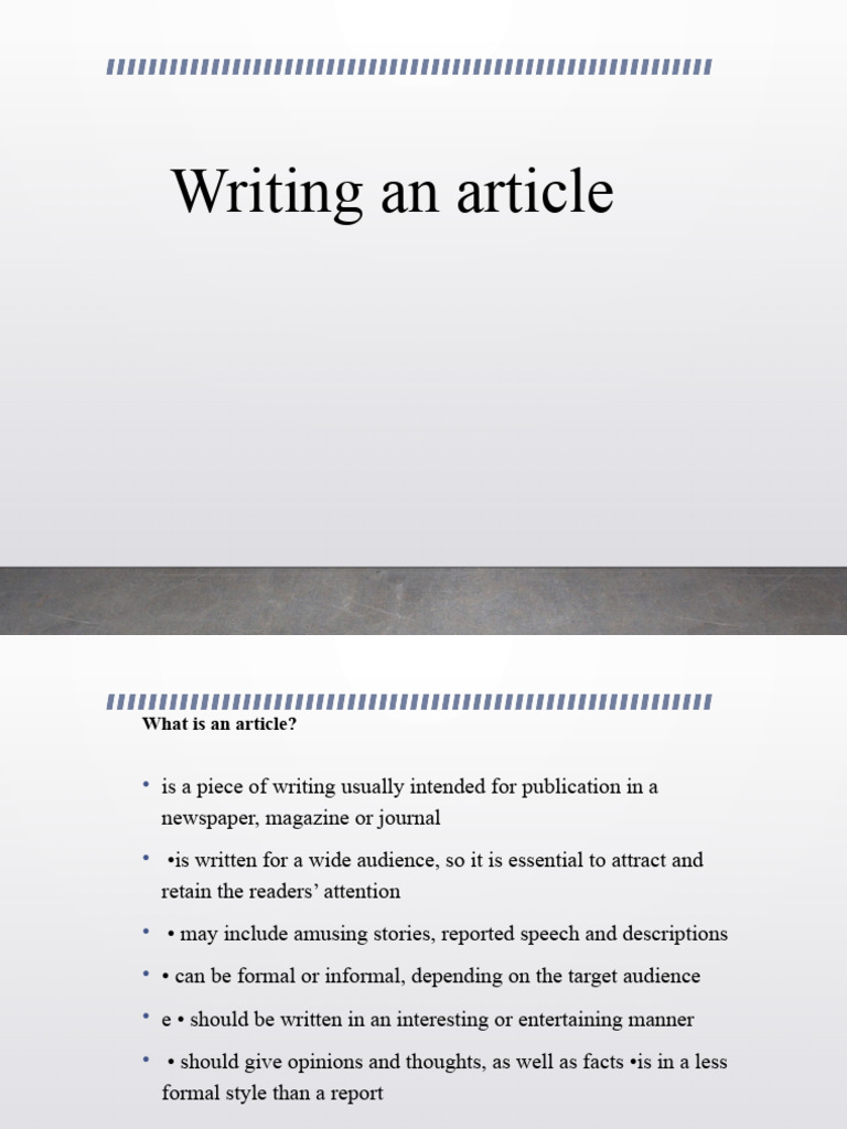 Writing An Article | PDF