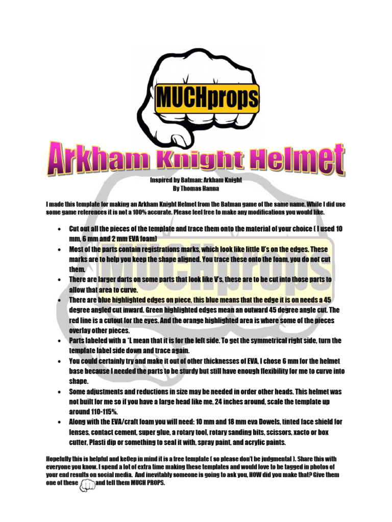 Arkham Knight Helmet Template Guide | PDF