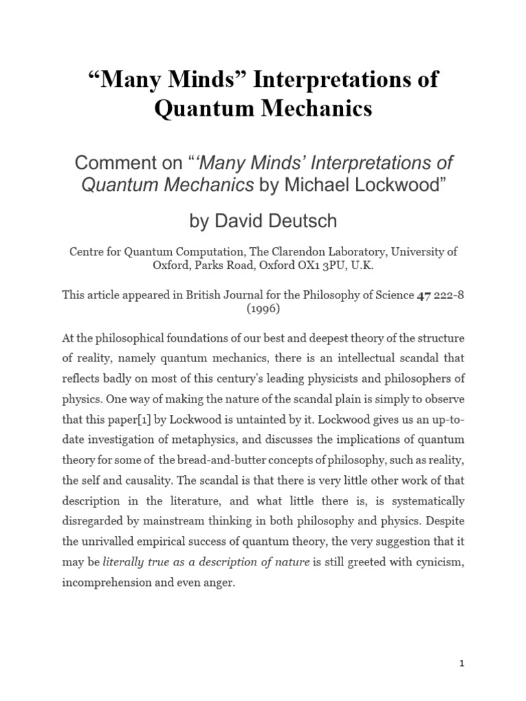 Many Minds and the Quantum Multiverse | PDF | Reality | Multiverse