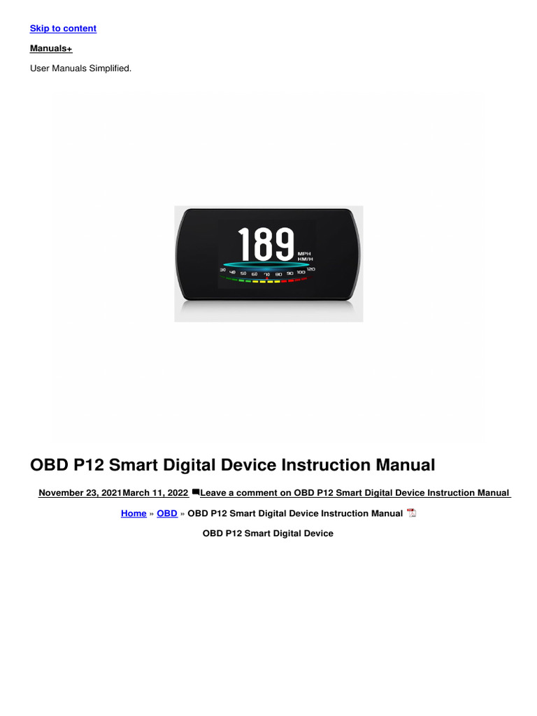 p12 Smart Digital Device Manual | PDF | Computer Engineering | Vehicle ...