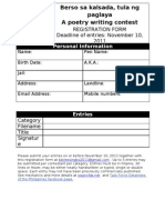 BERSO Sa KALSADA Registration Form PPs/PDs Category