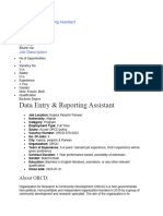 Data Entry Reporting Assistant ORCD