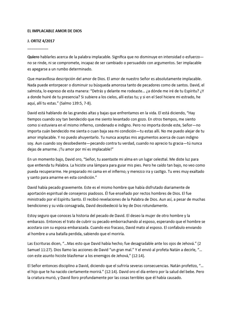 El Implacable Amor de Dios | PDF | Amor | Pablo el apóstol