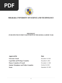 Mbarara University Fees Policy
