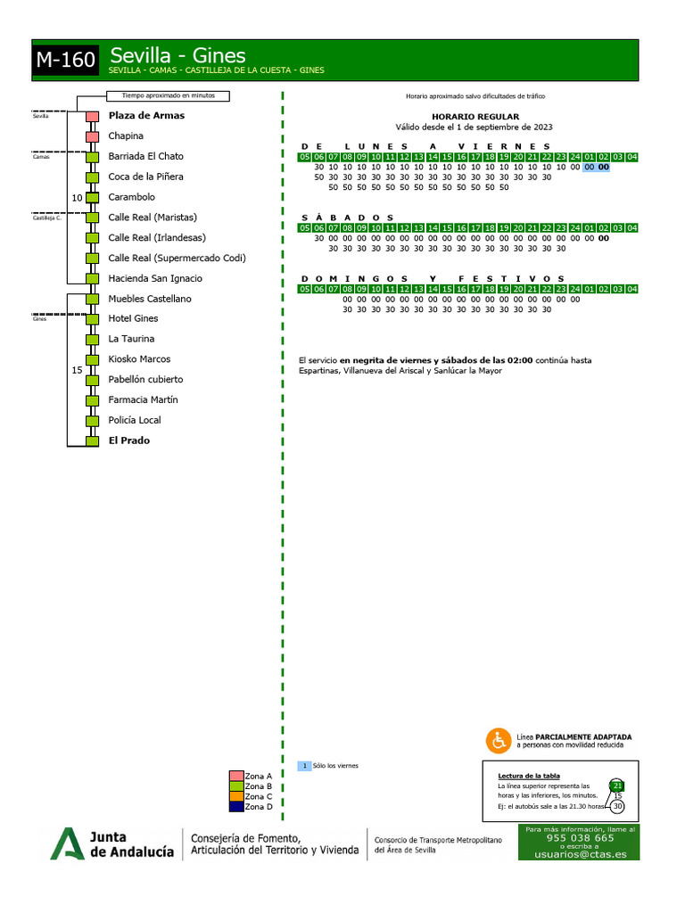Horario Linea 160 Granada