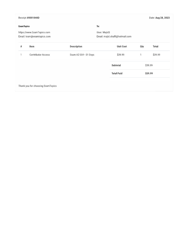 Az304 ExamDumps Receipt PDF