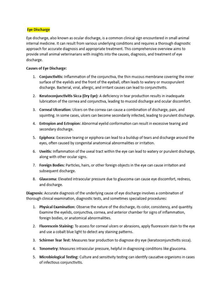 Causes of Eye Discharge PDF Human Eye Epidemiology