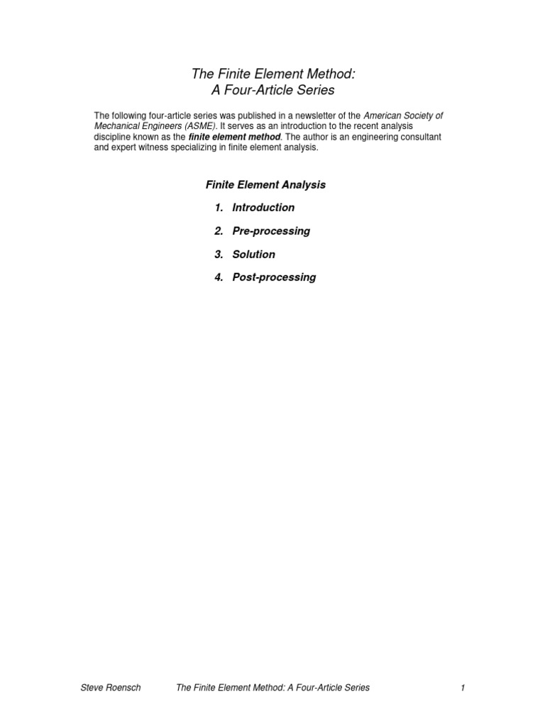Finite Element Method Overview Series | PDF | Finite Element Method ...