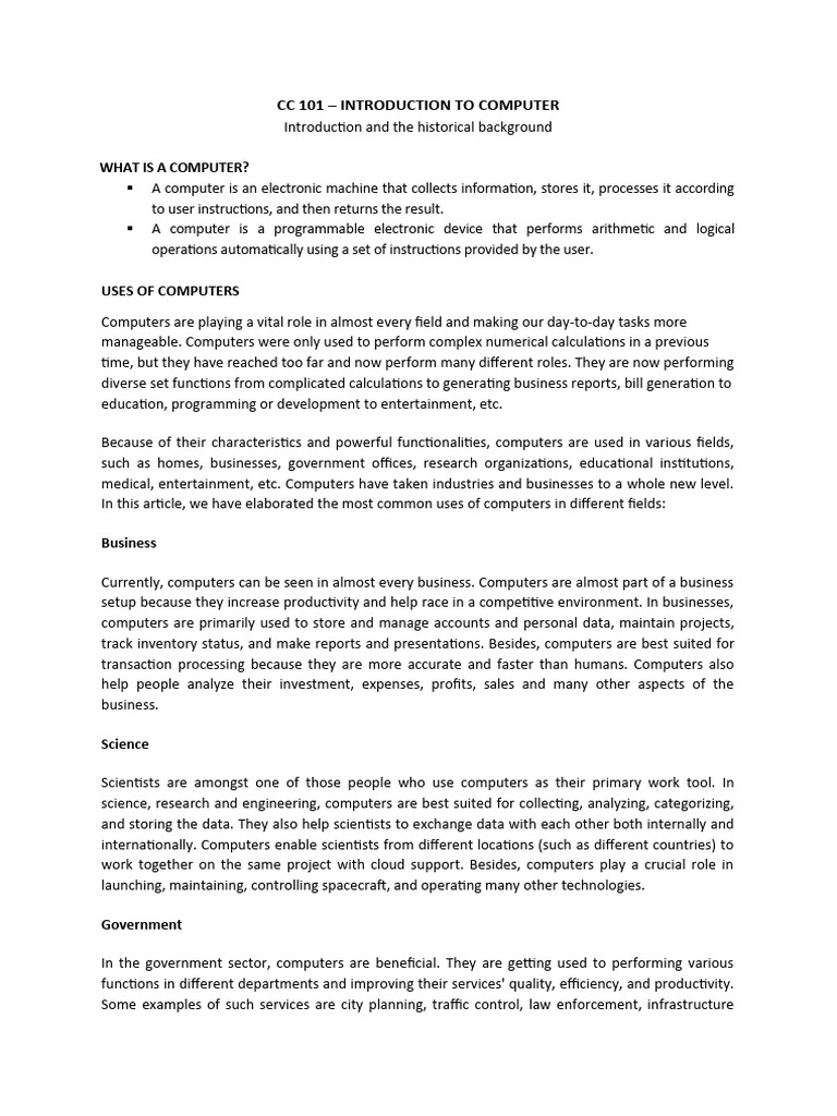 Cc 101 Prelim Pdf Integrated Circuit Computer Data Storage