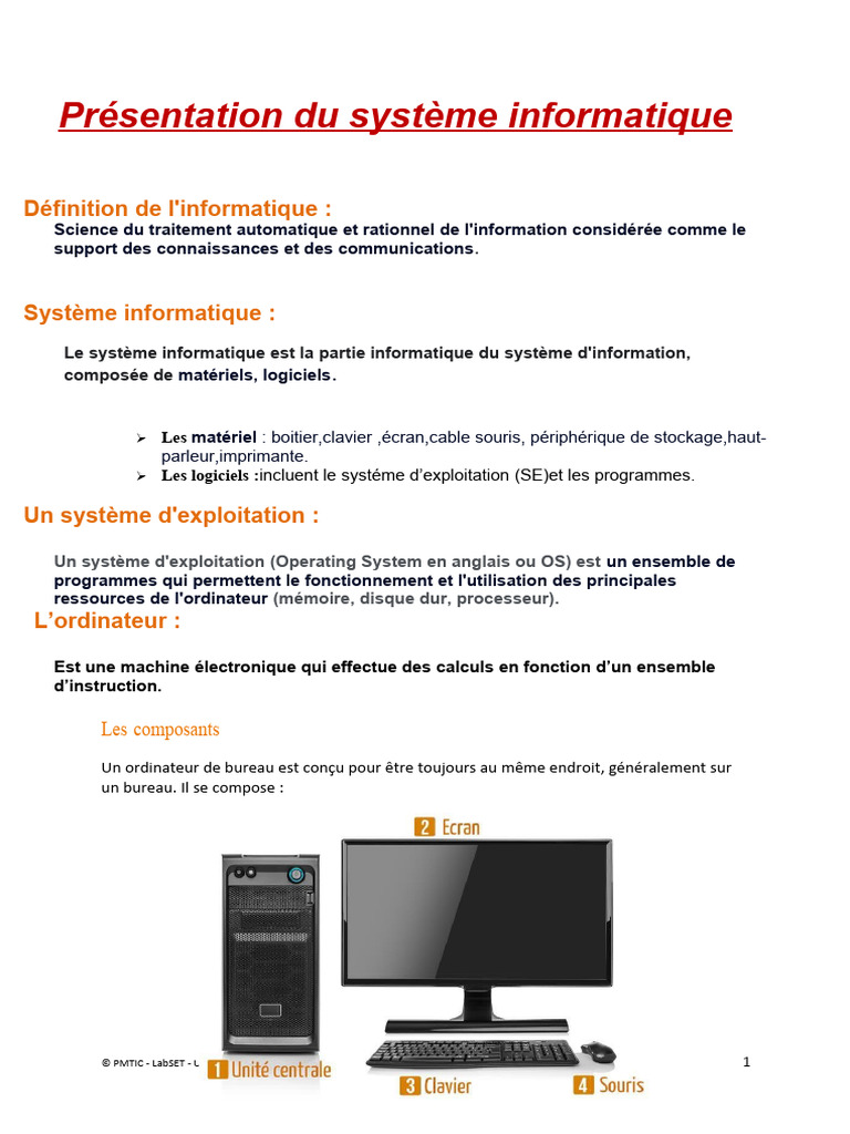 Les Composant de L'ordinateur | PDF | Système d'exploitation | Matériel ...