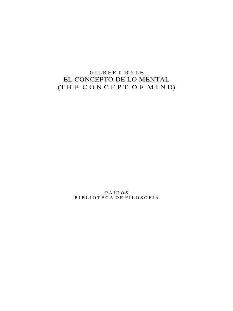 Ryle El Concepto de Lo Mental | PDF | Mente | René Descartes