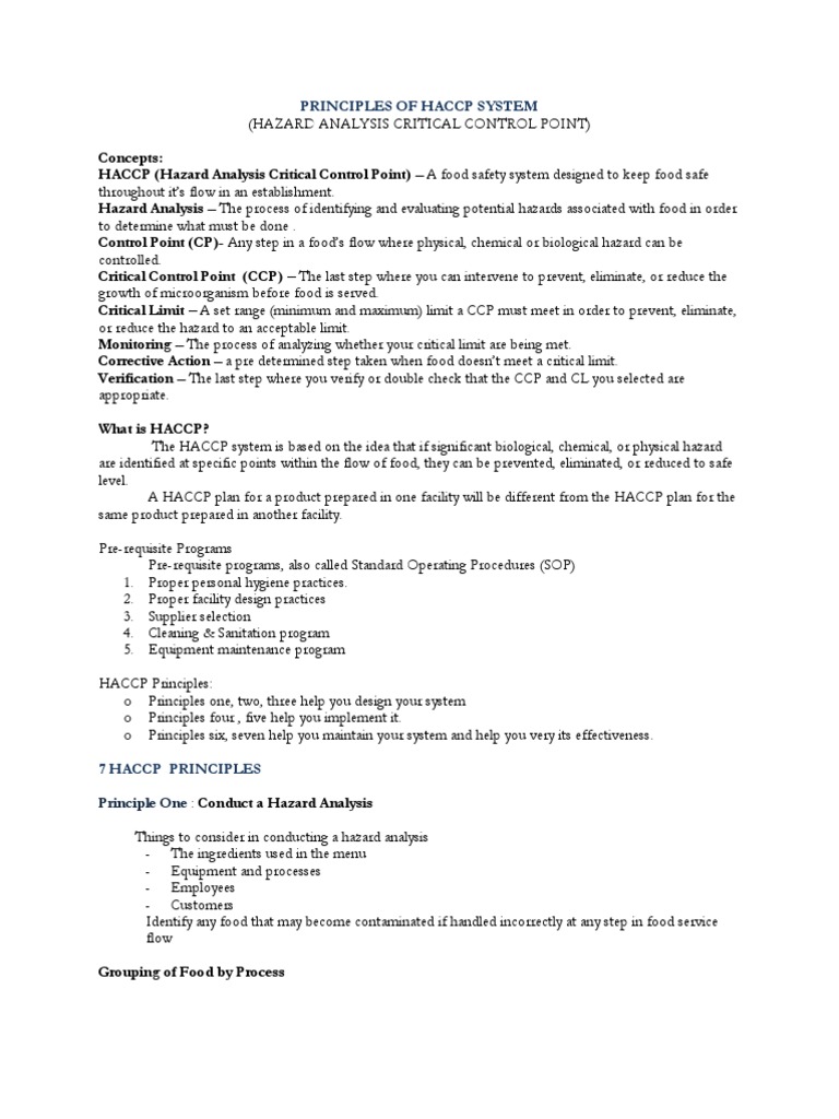 HACCP System Principles Explained | PDF | Hazard Analysis And Critical ...