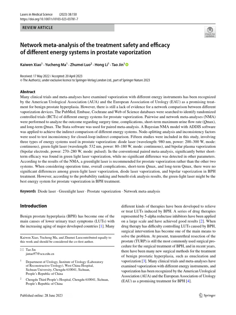 Network Meta Analysis of The Treatment Safety and Efficacy of Different ...