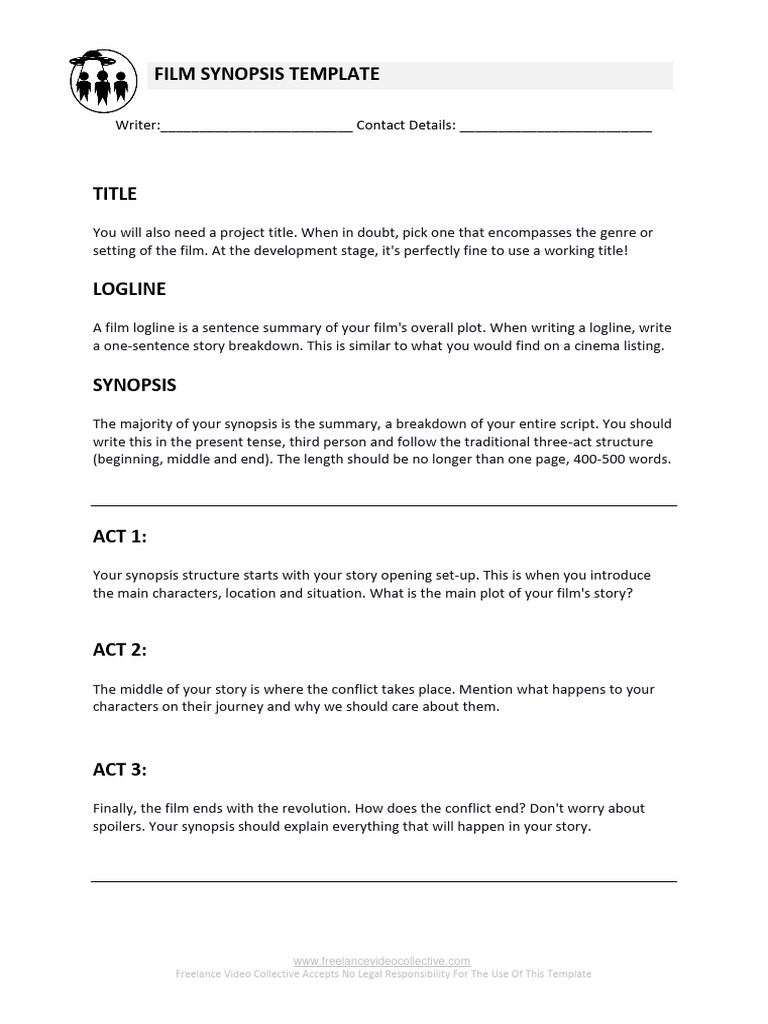 Film Synopsis Template PDF