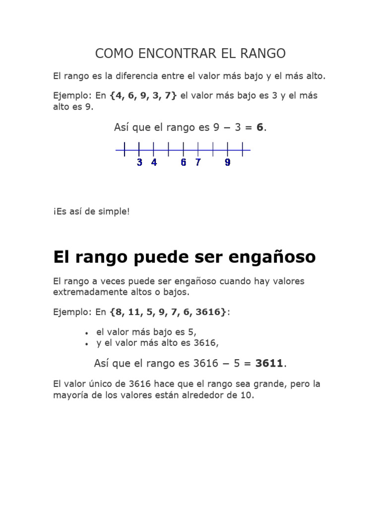 Rango y Varianza: Ejemplos y Cálculos | PDF | Desviación Estándar ...