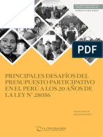 Principales Desafíos Del Presupuesto Participativo en El Perú A Los 20 Años de La Ley #28056 PDF