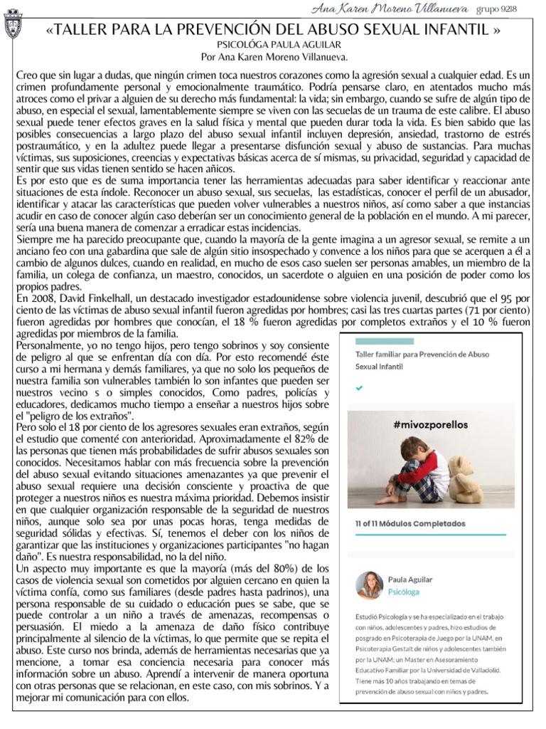 Prevención Del Abuso Sexual Infantil | PDF | Abuso sexual | Abuso ...