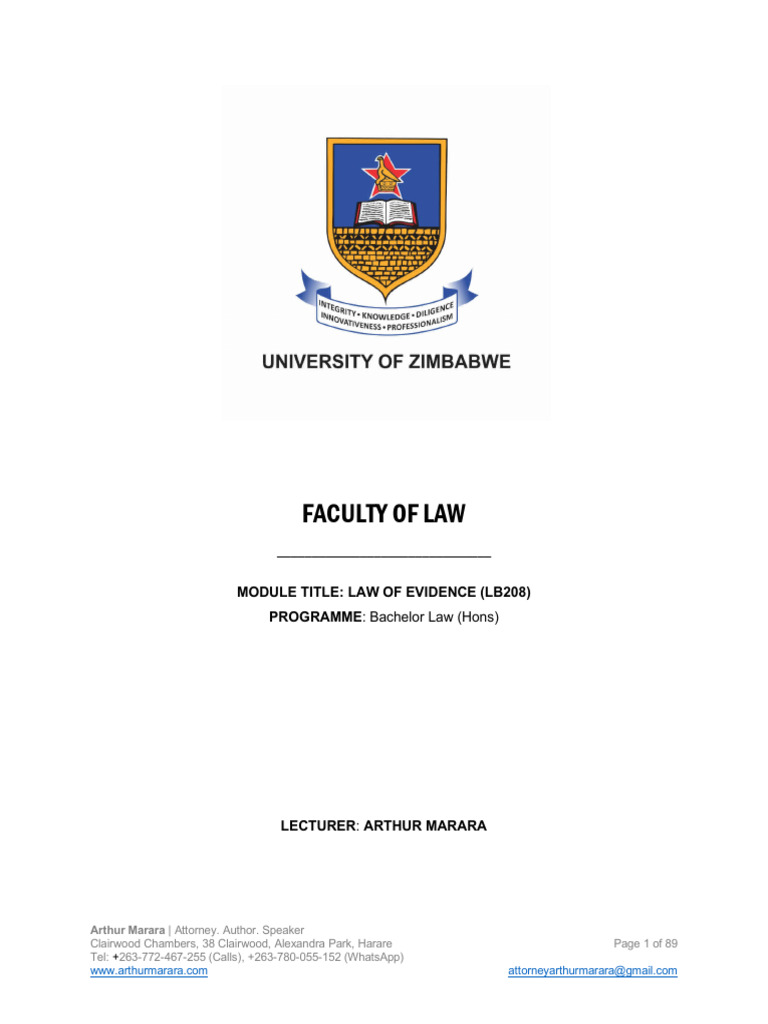 Law Of Evidence Consolidated Notes Download Free Pdf Evidence