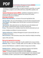 Database Management Short Notes