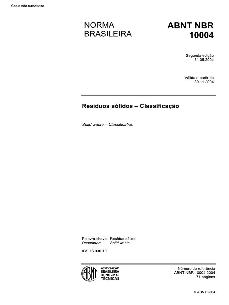 Abnt - NBR - 10.004 2004 | PDF