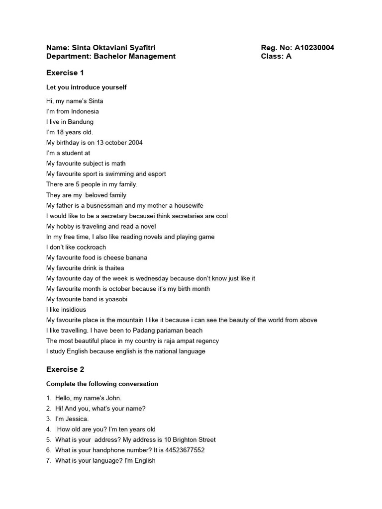 Session 1 Assignment (English For Business) | PDF