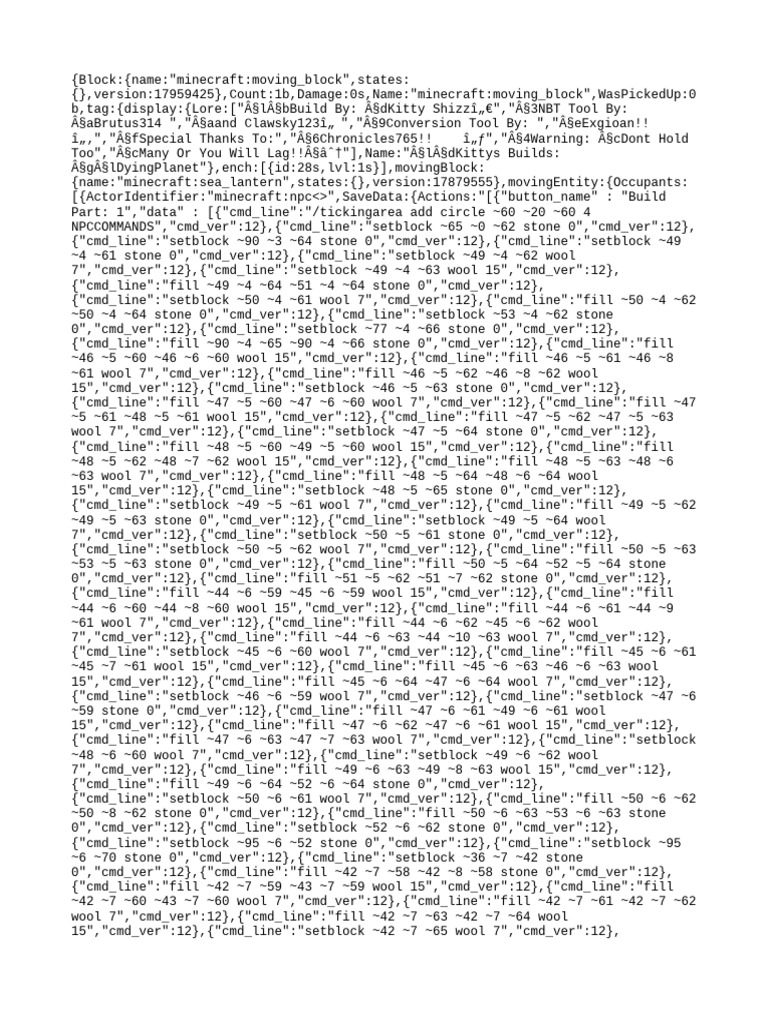Minecraft Moving Block NBT Data | PDF | Teaching Methods & Materials ...