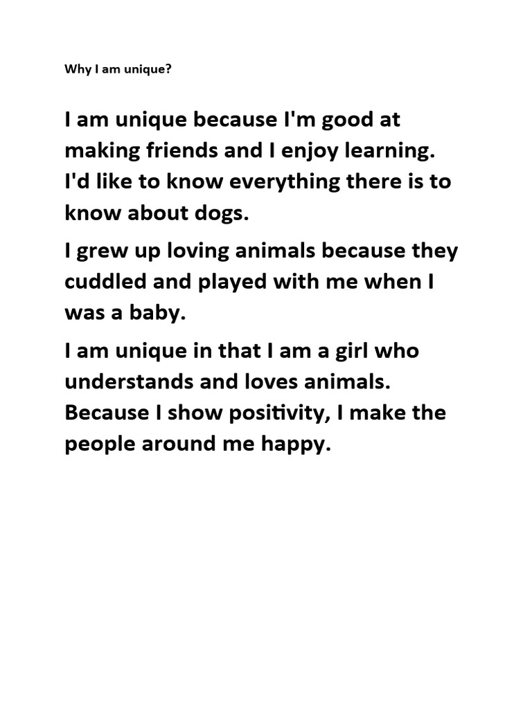 Why I Am Unique | PDF