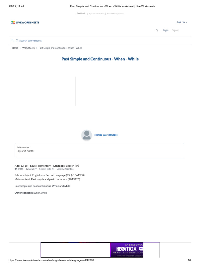 Past Simple and Continuous - When - While Worksheet - Live Worksheets ...