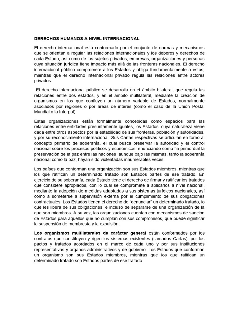 Derecho Internacional de Derechos Humanos | PDF | Ley internacional ...