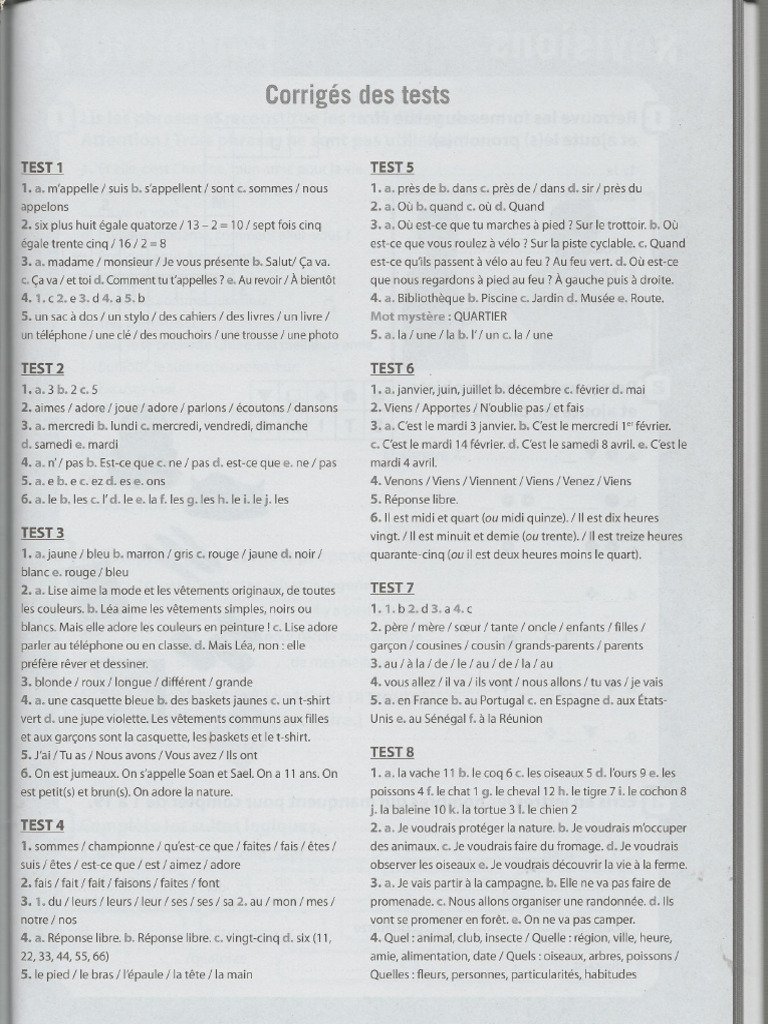 Corriges Test Pdf