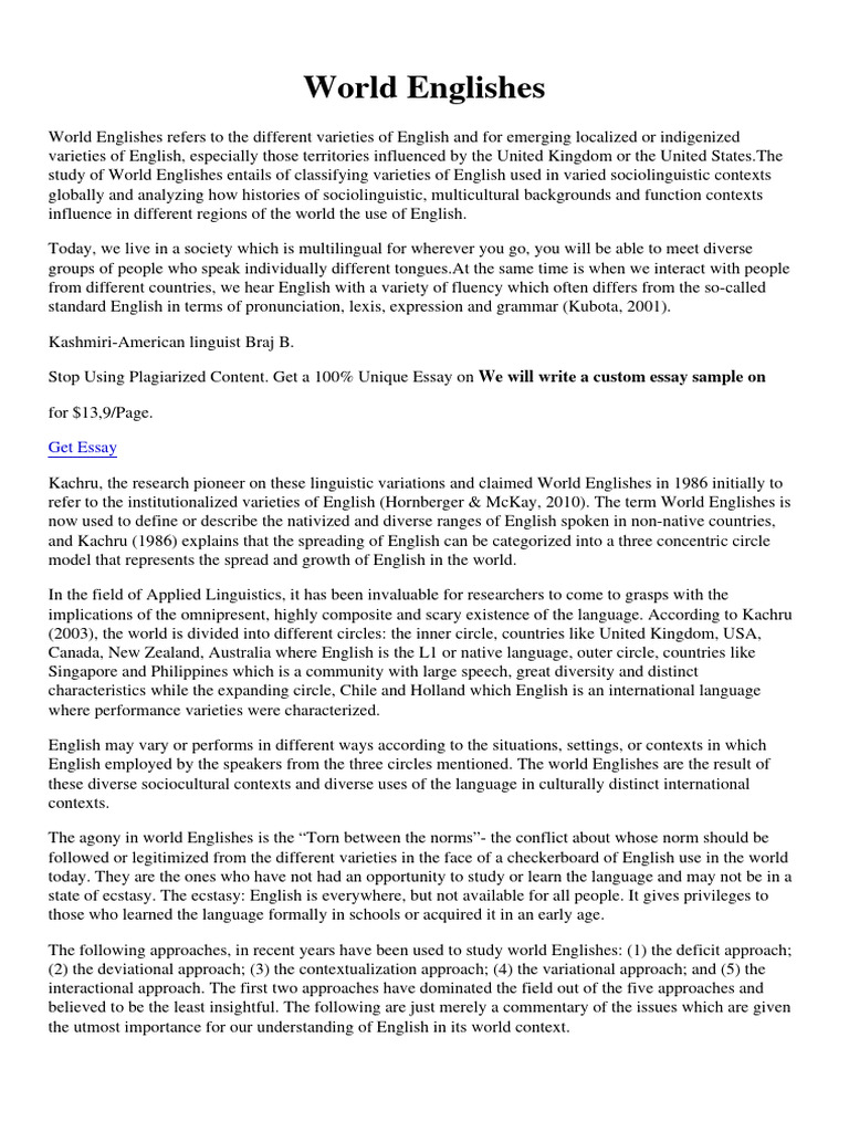 World Englishes | PDF | English Language | Cultural Assimilation