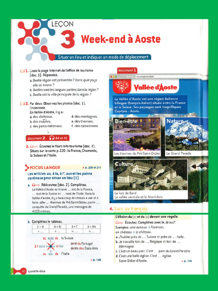 1. Dossier 2 leçon 3 COSMOPOLITE A1.docx | PDF