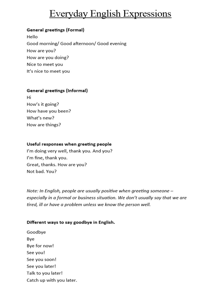 Everyday English Expressions Guide | PDF | Lifestyle