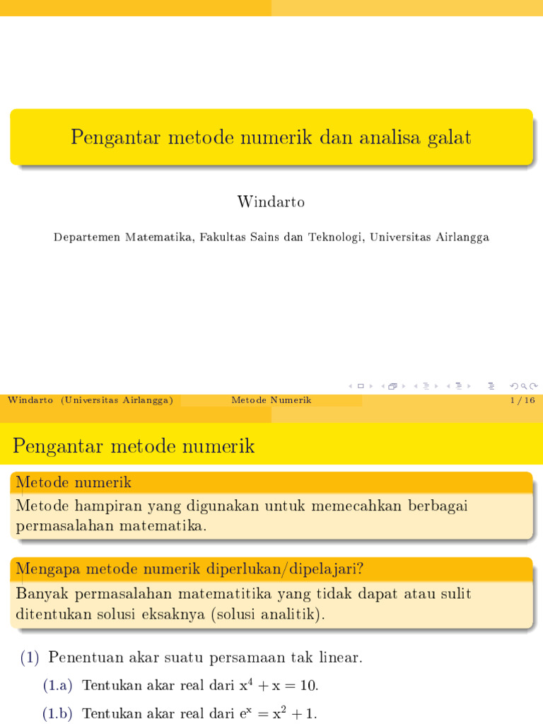 Metode Numerik dan Analisis Galat | PDF