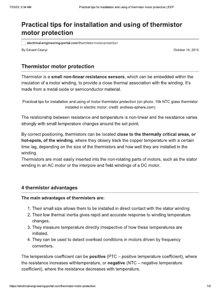 Thermister Motor Protection | PDF