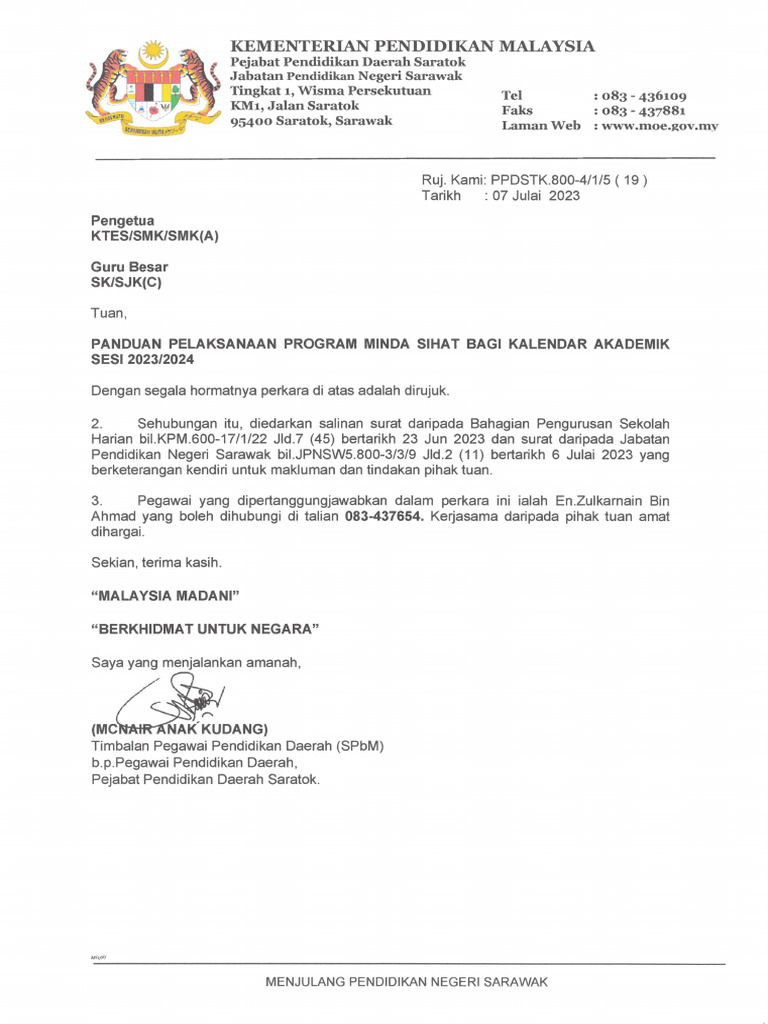 Panduan Pelaksanaan Program Minda Sihat Sesi 2023.2024 | PDF