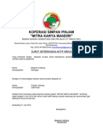 Koperasi Simpan Pinjam "Mitra Karya Mandiri": Surat Keterangan Aktif Kerja