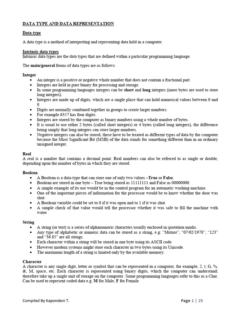 Chapter 5 data type and data representations download free pdf data