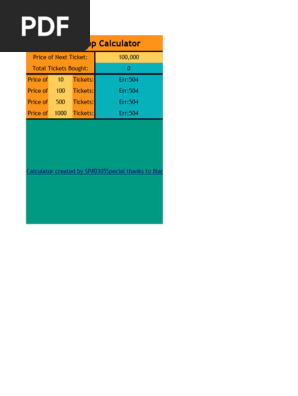 BSS Ticket Shop Calculator | PDF